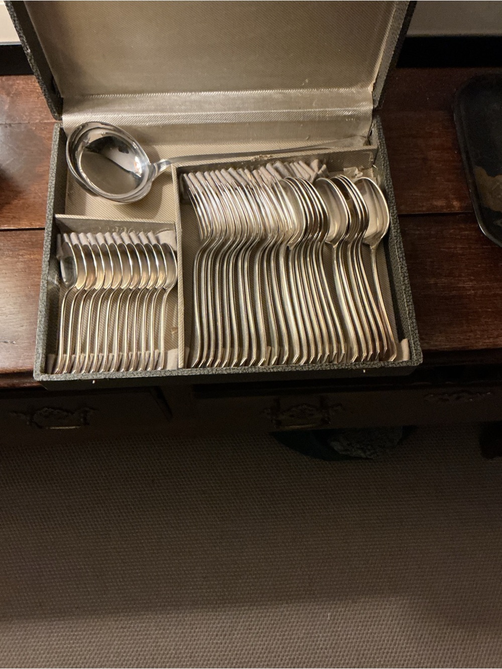 Christofle French silver plate, 37 pieces housewife set, Art Deco “America”